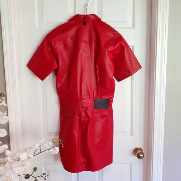 NWT Rag & Bone red leather mini dress, Size S - Picture 4 of 4